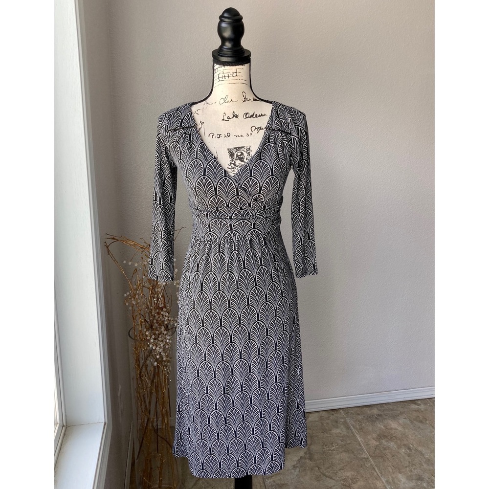 Anthropologie Maeve A Line Black White Dress XS